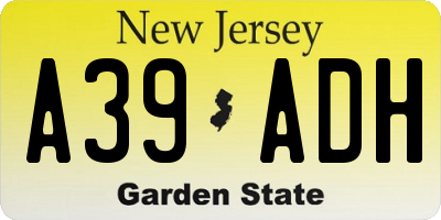 NJ license plate A39ADH