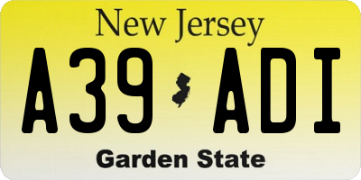 NJ license plate A39ADI