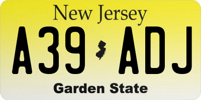 NJ license plate A39ADJ