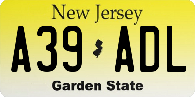 NJ license plate A39ADL