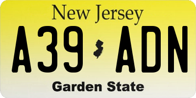 NJ license plate A39ADN