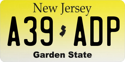 NJ license plate A39ADP