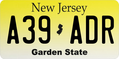 NJ license plate A39ADR