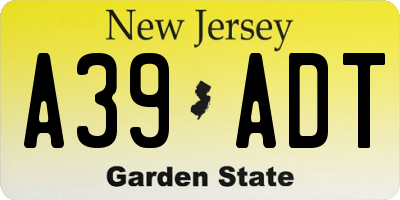 NJ license plate A39ADT