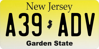 NJ license plate A39ADV