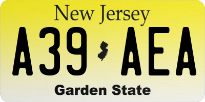 NJ license plate A39AEA
