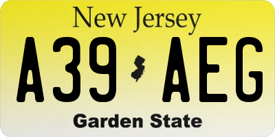 NJ license plate A39AEG
