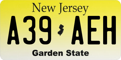 NJ license plate A39AEH