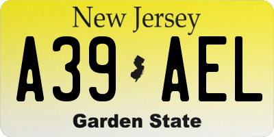 NJ license plate A39AEL