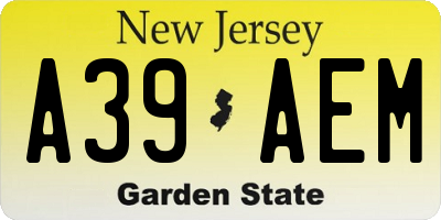 NJ license plate A39AEM