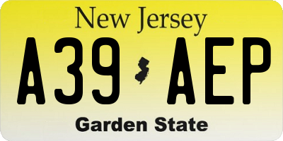 NJ license plate A39AEP