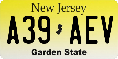 NJ license plate A39AEV
