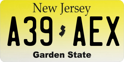 NJ license plate A39AEX