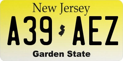 NJ license plate A39AEZ