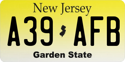 NJ license plate A39AFB