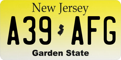 NJ license plate A39AFG