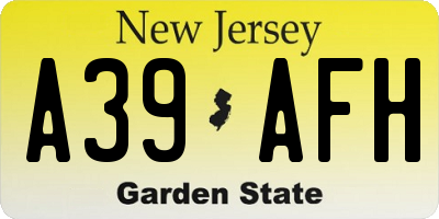 NJ license plate A39AFH