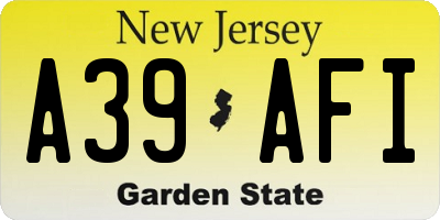 NJ license plate A39AFI