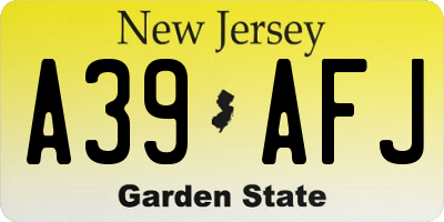 NJ license plate A39AFJ