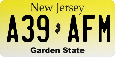 NJ license plate A39AFM