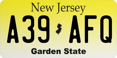 NJ license plate A39AFQ