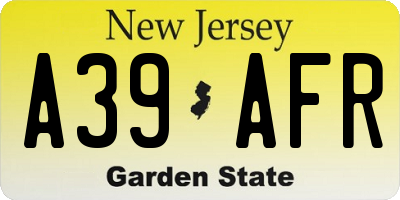 NJ license plate A39AFR