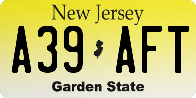 NJ license plate A39AFT