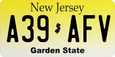 NJ license plate A39AFV