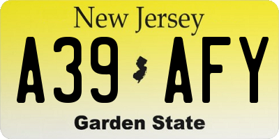 NJ license plate A39AFY