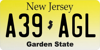 NJ license plate A39AGL