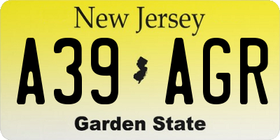 NJ license plate A39AGR