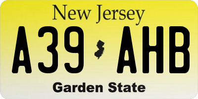NJ license plate A39AHB