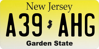 NJ license plate A39AHG