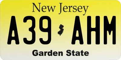 NJ license plate A39AHM