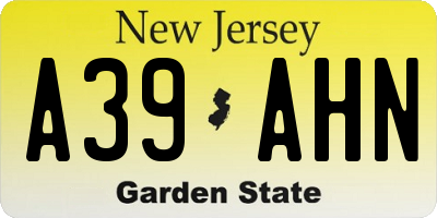 NJ license plate A39AHN