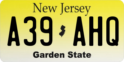 NJ license plate A39AHQ