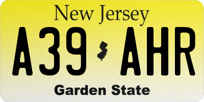 NJ license plate A39AHR