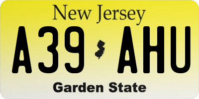 NJ license plate A39AHU
