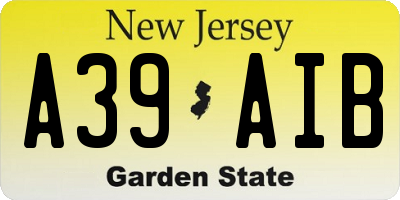 NJ license plate A39AIB