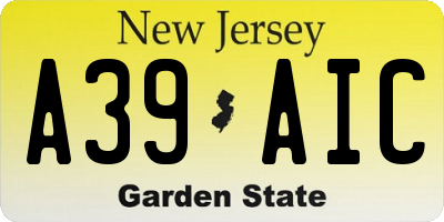 NJ license plate A39AIC
