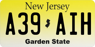 NJ license plate A39AIH