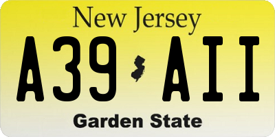 NJ license plate A39AII
