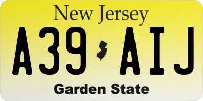 NJ license plate A39AIJ
