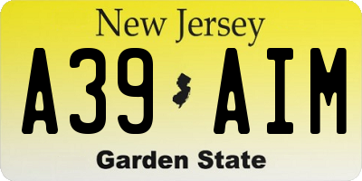 NJ license plate A39AIM