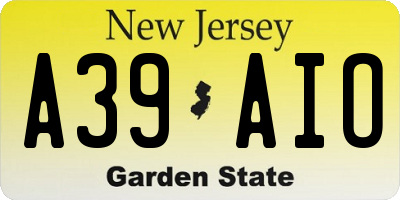 NJ license plate A39AIO