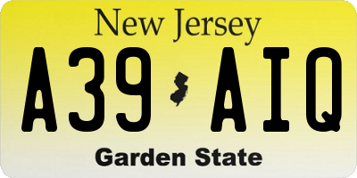 NJ license plate A39AIQ