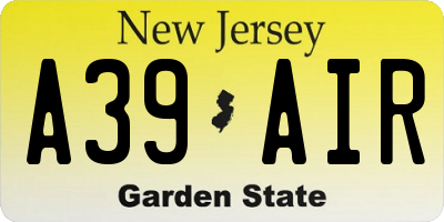 NJ license plate A39AIR