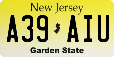 NJ license plate A39AIU