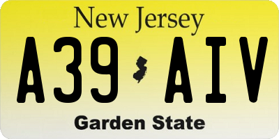NJ license plate A39AIV