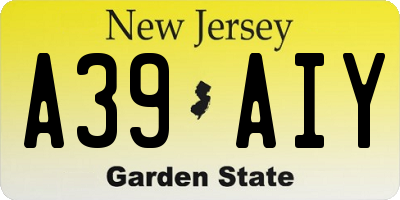 NJ license plate A39AIY